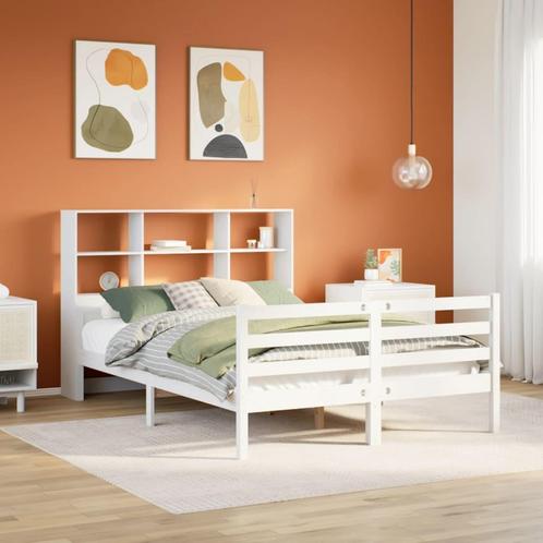 vidaXL Lit bibliothèque sans matelas blanc 135x190 cm, Maison & Meubles, Chambre à coucher | Lits, Neuf, Envoi