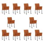 Set van 10 Leren eetkamerstoelen Comfort met wieltjes en, Huis en Inrichting, Ophalen of Verzenden, Nieuw, Leer, Eén