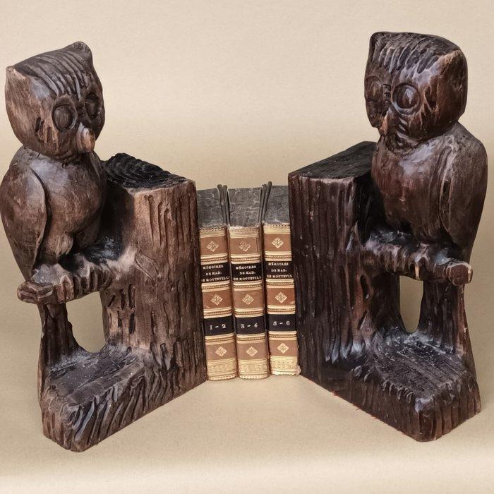 Boekensteunen (2) - Hout - Grote houten Uilen, Antiek en Kunst, Curiosa en Brocante