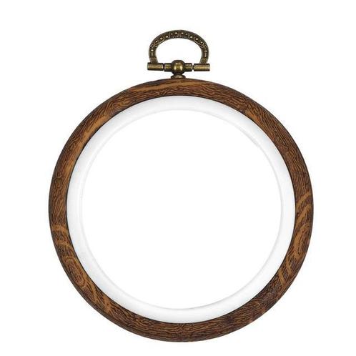 Brocante houten ring rond borduurring met stelschroef 7.5cm, Huis en Inrichting, Woonaccessoires | Kunstplanten en Kunstbloemen