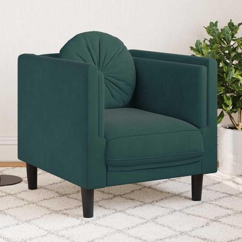 vidaXL Fauteuil met kussen fluweel donkergroen, Huis en Inrichting, Zetels | Zetels, Nieuw, Verzenden