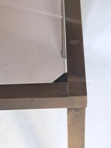 Table basse - Laiton, verre de rocaille - Table dappoint -