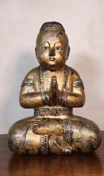 Houtsnijwwerk van een mediterende boeddha - Beeld - Thailand, Antiek en Kunst