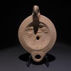Oud-Romeins Terracotta Olielamp met Meleager op jacht naar, Verzamelen