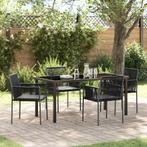 vidaXL Tuin Eettafel Set 5 pcs Zwart PE Riet, Tuin en Terras, Verzenden, Nieuw