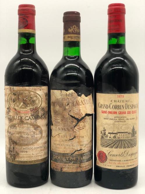 Mixed lot of 3 x 75cl Icon reds from Bordeaux late 1970s, Verzamelen, Wijnen, Frankrijk, Rode wijn, Nieuw, Ophalen of Verzenden