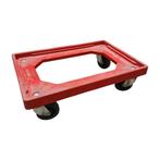 Kunststof dolly rood 610x410x170 mm zwenkwielen Euronorm, Ophalen of Verzenden
