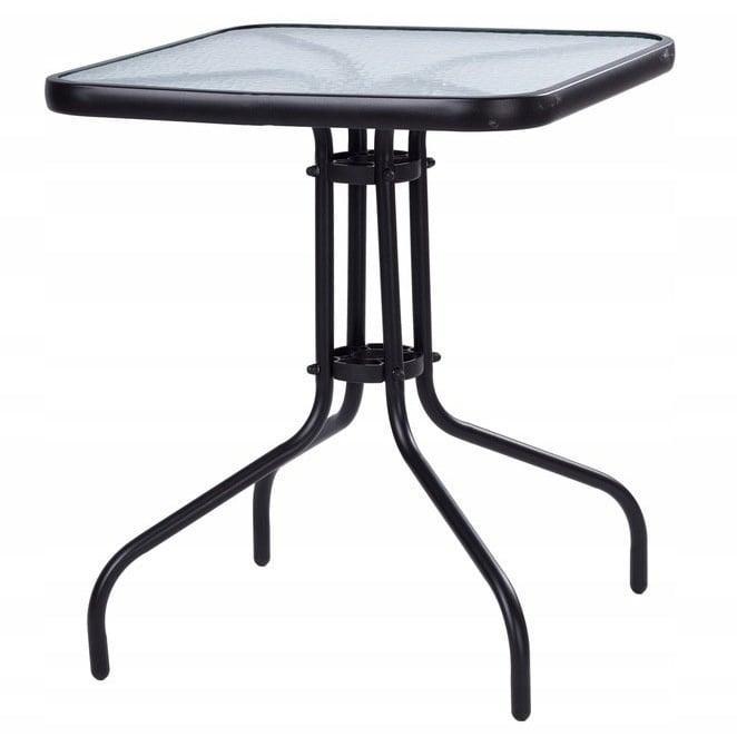 Tuintafel - 60cm - gehard glas - zwart, Tuin en Terras, Tuintafels, Nieuw, Ophalen of Verzenden