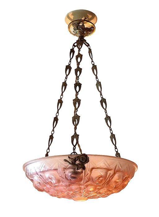 Jean NOVERDY - Lampe - Pâte de verre et bronze - Lampe,, Antiek en Kunst, Kunst | Designobjecten