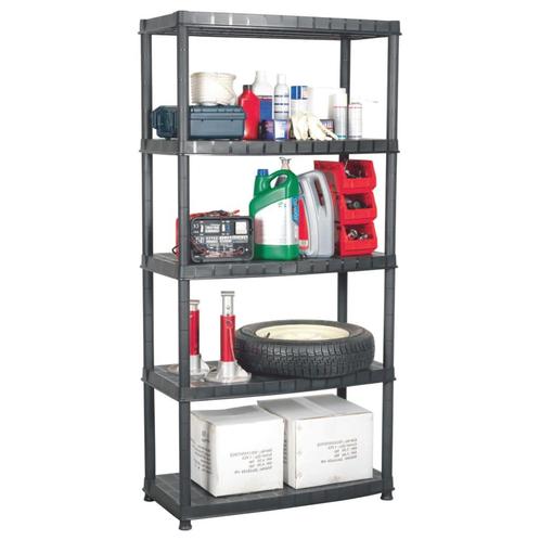 vidaXL Opbergrek 5-laags 85x40x185 cm kunststof zwart, Huis en Inrichting, Kasten | Stellingkasten, Nieuw, Verzenden