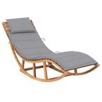 vidaXL Chaise longue à bascule avec coussin Bois de teck, Jardin & Terrasse, Verzenden, Neuf