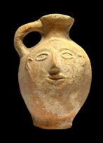 Oud Perzisch - Parthische vaas met schenktuit en menselijk, Antiek en Kunst