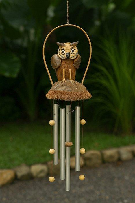 Ornement décoratif - Indonésie - Carillon avec hibou, Antiek en Kunst, Curiosa en Brocante