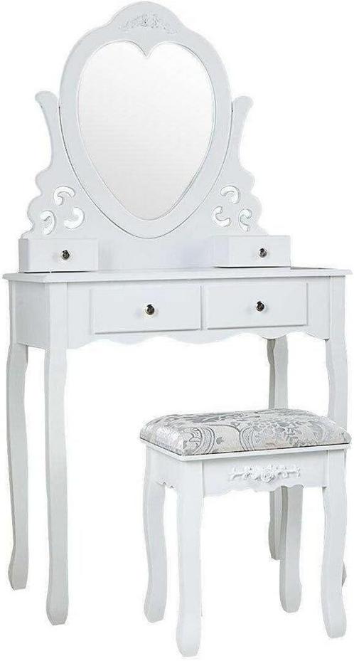 Make-up tafel met 4 lades en hartspiegel - Praktische opb..., Huis en Inrichting, Tafels | Kaptafels, Nieuw, Hout, 150 tot 200 cm