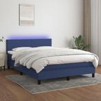 vidaXL Boxspring met matras en LED stof blauw 140x200 cm, Verzenden, Nieuw
