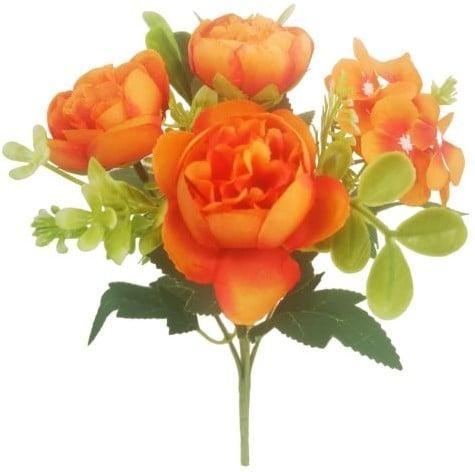 Boeketje ranonkel hortensia hydrangea en besjes oranje, Huis en Inrichting, Woonaccessoires | Kunstplanten en Kunstbloemen, Nieuw