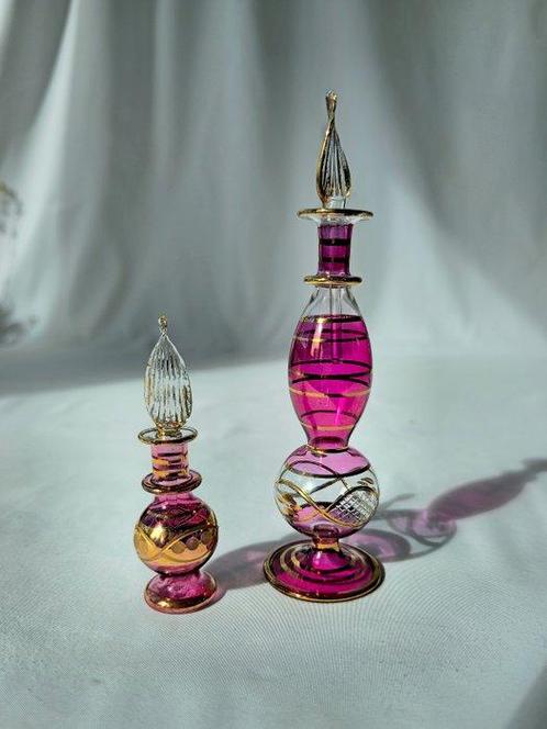 Bohemian - Parfumfles (2) - Glas, Antiek en Kunst, Curiosa en Brocante
