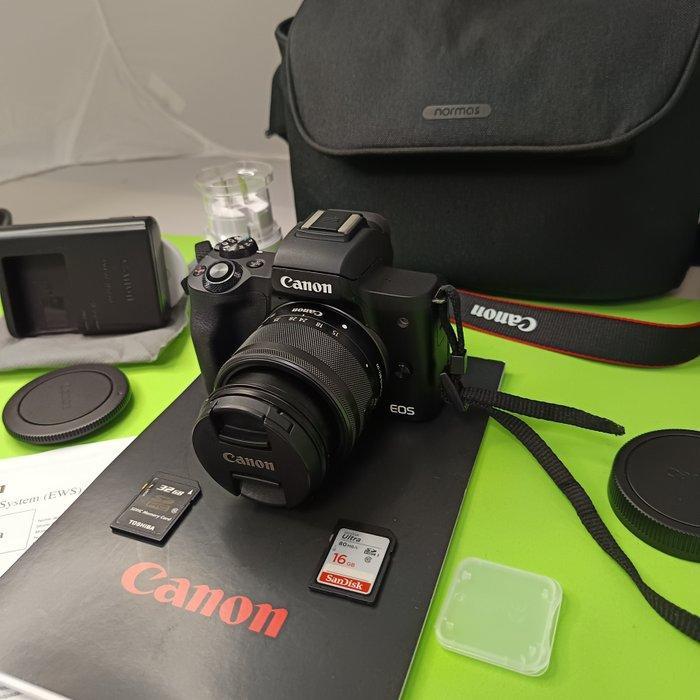 Canon EOS KISS M / EOS M50 + EF-M 15-45mm IS STM nero +, Audio, Tv en Foto, Fotocamera's Digitaal