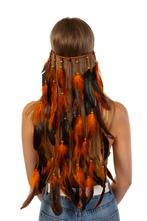 Hoofdband Veren Oranje Zwart Ibiza Hippie Indiaan Haarband V, Ophalen of Verzenden, Nieuw