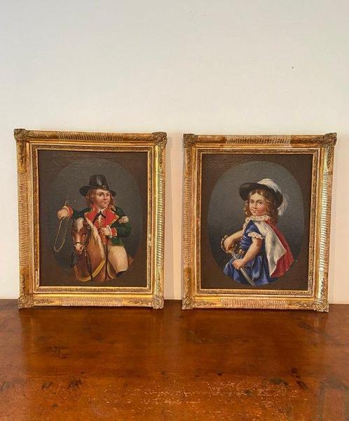 École européenne (XIX) - Ritratti di bambini in costume, Antiek en Kunst, Kunst | Schilderijen | Klassiek
