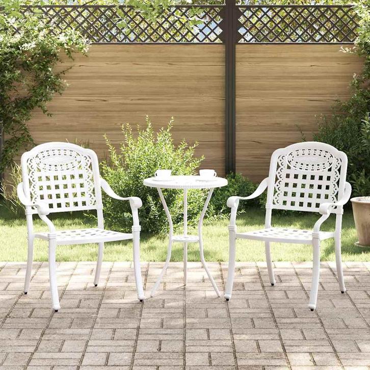 vidaXL Tuinstoel 2 pcs Wit 55 x 56,5 x 91 cm Aluminium, Tuin en Terras, Tuinstoelen, Nieuw, Verzenden