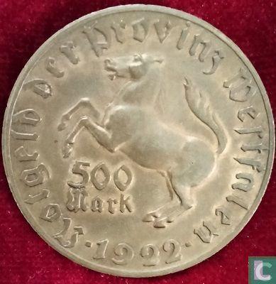 Westfalen 500 mark 1922 Freiherr vom Stein, Postzegels en Munten, Munten | Europa | Niet-Euromunten, Losse munt, Verzenden