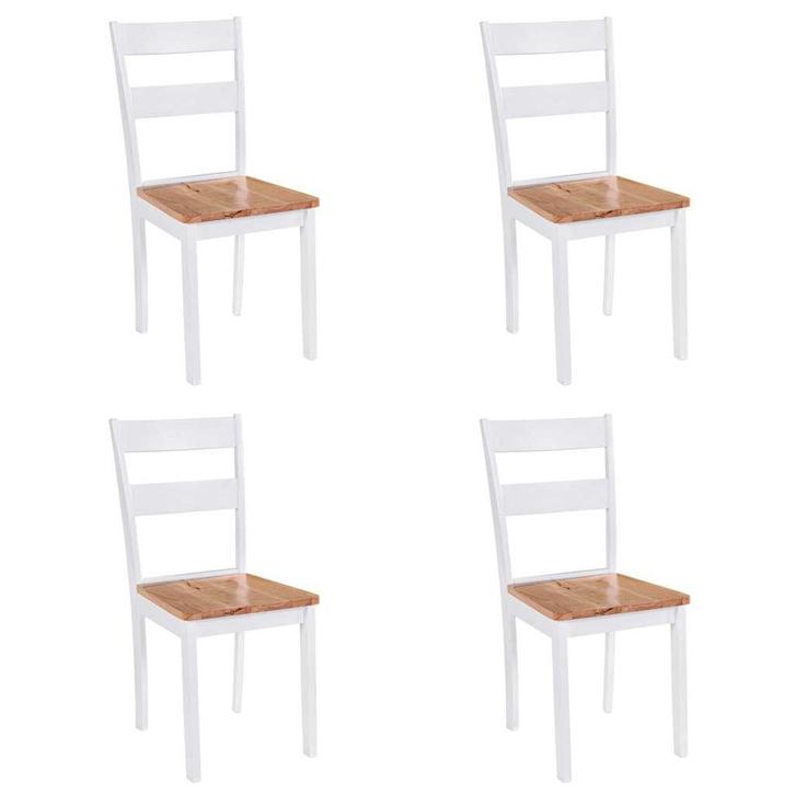 vidaXL Eetkamerstoelen 4 st massief rubberwood wit, Huis en Inrichting, Stoelen, Nieuw, Verzenden