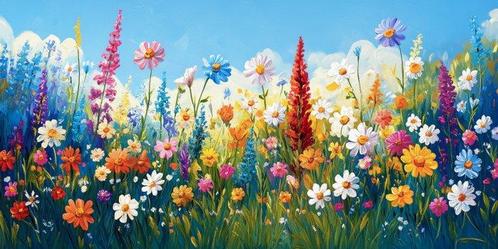 Iconica - Naive Wildflowers · XXL, Antiek en Kunst, Kunst | Schilderijen | Modern