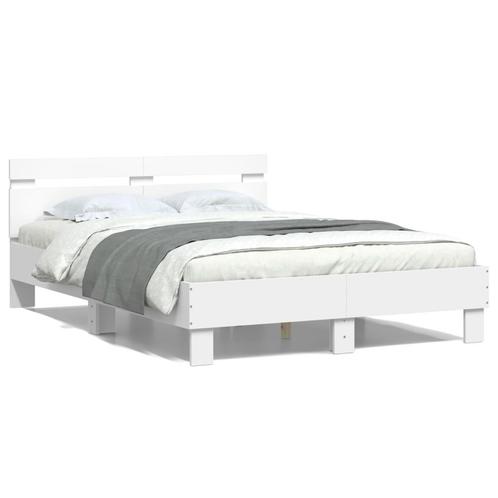 vidaXL Cadre de lit avec tête de lit et LED blanc, Maison & Meubles, Chambre à coucher | Lits, Neuf, Envoi