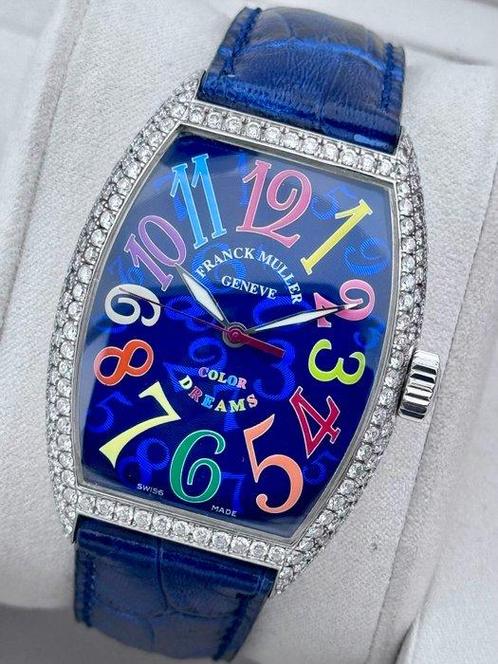 Franck Muller - Colour Dreams Automatic Blue - Diamond set -, Handtassen en Accessoires, Horloges | Heren