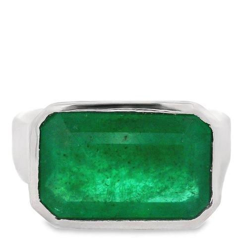 Bague Platine -  4.55ct. tw. Émeraude - Bague pour homme, Handtassen en Accessoires, Ringen