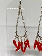 Bloedkoraal - Zilver - Oorbellen - Oorbellen van koraal, Verzamelen