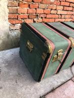 FB - Opbergkoffer - hout en brons - reiskoffer-kast, Antiek en Kunst