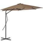 vidaXL Parasol met stalen paal 300 cm taupe, Jardin & Terrasse, Verzenden