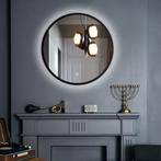LED spiegel rond met zwart metalen frame - 600mm, Huis en Inrichting, Woonaccessoires | Spiegels, Nieuw, Rond, Verzenden