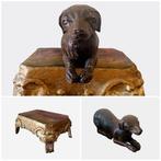 sculptuur, cane con basamento - 14 cm - Hout