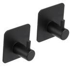 Differnz haak zelfklevend vierkant rvs mat zwart 2 stuks, Huis en Inrichting, Woonaccessoires | Kapstokken, Nieuw, Overige materialen