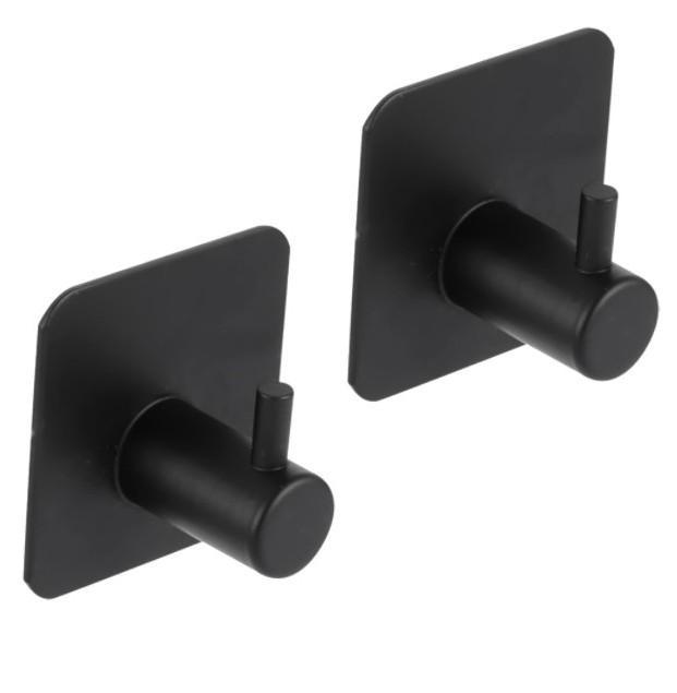 Differnz haak zelfklevend vierkant rvs mat zwart 2 stuks, Huis en Inrichting, Woonaccessoires | Kapstokken, Nieuw, Overige materialen