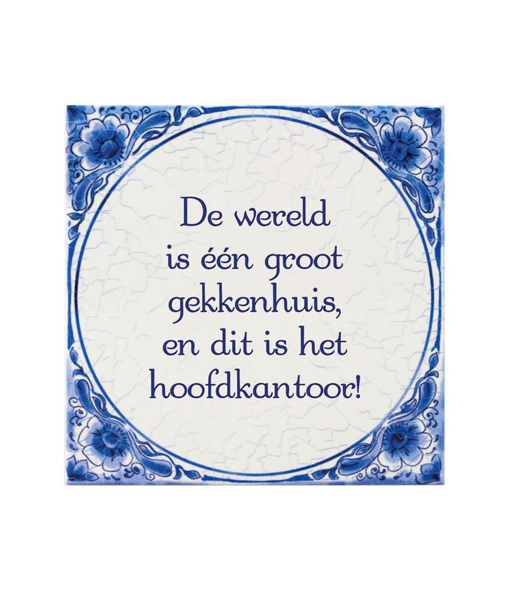 Delfts Blauw Tegel Gekkenhuis 14,5cm, Huis en Inrichting, Woonaccessoires | Schilderijen, Tekeningen en Foto's, Nieuw, Verzenden
