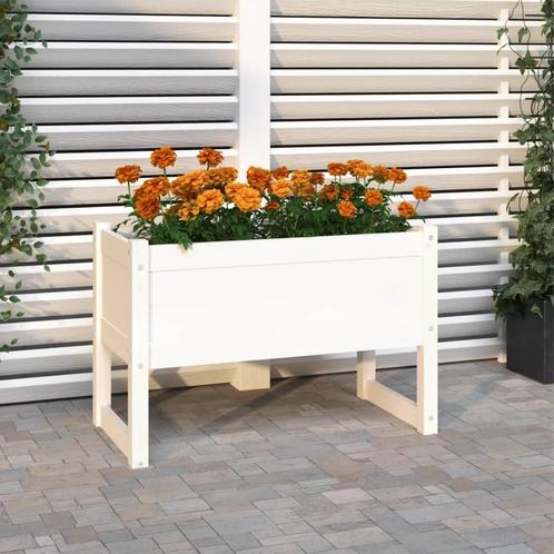 vidaXL Plantenbak 78x40x52 cm massief grenenhout wit, Tuin en Terras, Bloempotten, Nieuw, Verzenden