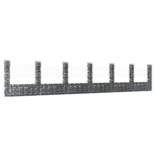 vidaXL Schanskorf U-vormig met 7 palen 740x20x150 cm ijzer, Tuin en Terras, Tuinhekken en Hekwerk, Nieuw, Verzenden