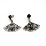 Zilver, 925 Sterling Zilver & Zwarte Onyx - Hangoorbellen -, Antiek en Kunst