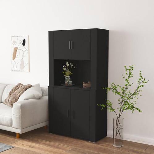 vidaXL Hoge kast bewerkt hout zwart, Huis en Inrichting, Kasten | Dressoirs, Nieuw, Verzenden