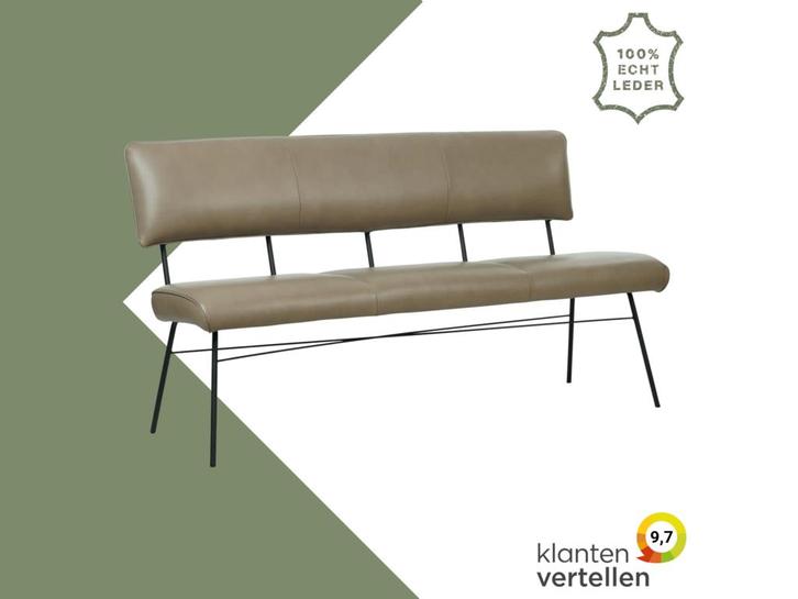 Leren eetkamerbank Solid - Granada Taupe (taupe/bruin) -, Antiek en Kunst, Antiek | Meubels | Stoelen en Sofa's, Ophalen of Verzenden
