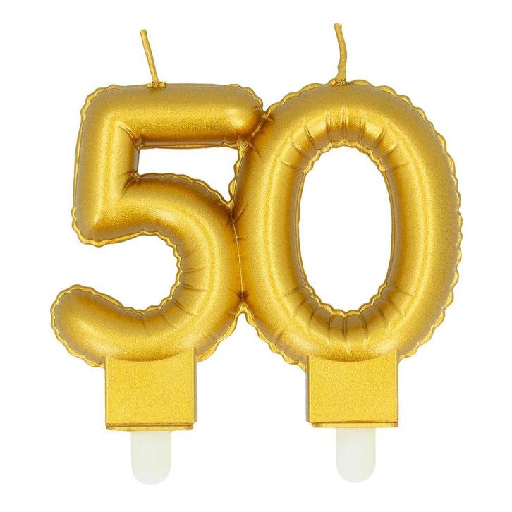 Gouden Kaars 50 Jaar 8cm, Hobby en Vrije tijd, Feestartikelen, Nieuw, Verzenden