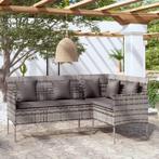 vidaXL Loungebank met kussens L-vormig poly rattan grijs, Tuin en Terras, Tuinsets en Loungesets, Verzenden, Nieuw