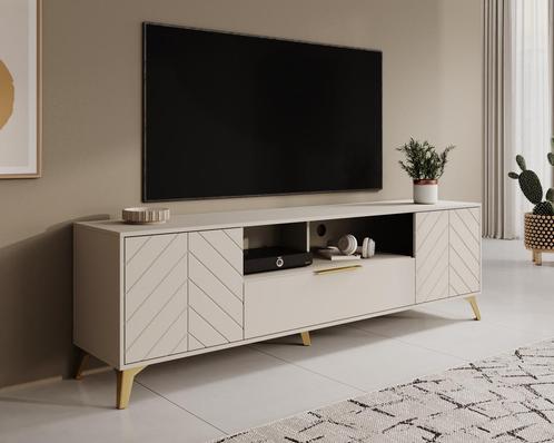 Meubella TV-Meubel beige met goud 203 cm | TV-Kast, Huis en Inrichting, Kasten |Televisiemeubels, 25 tot 50 cm, Nieuw, 200 cm of meer