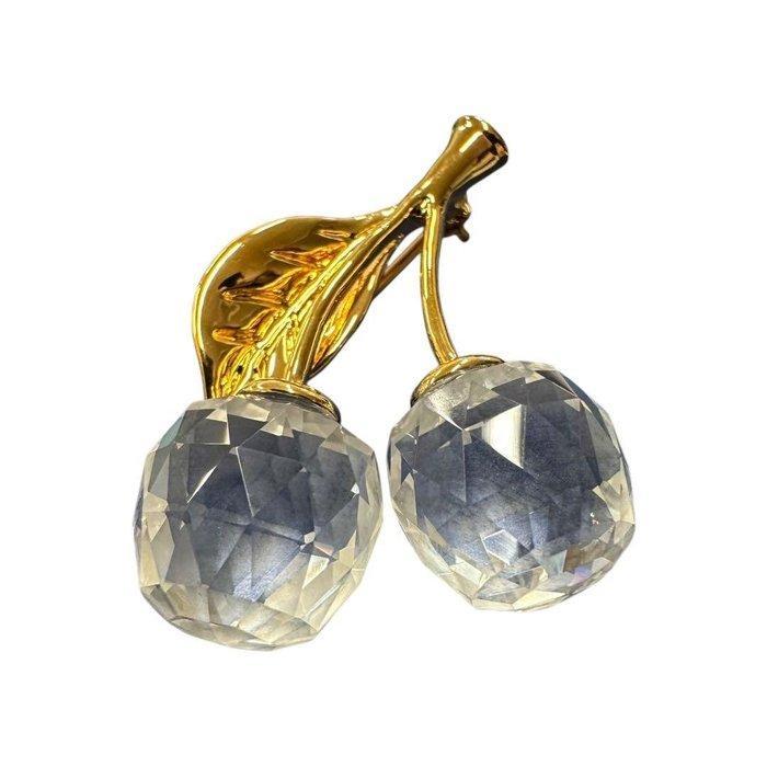 Swarovski - Beeldje - Cherry Brooch - goudgeplateerde steel, Antiquités & Art, Curiosités & Brocante