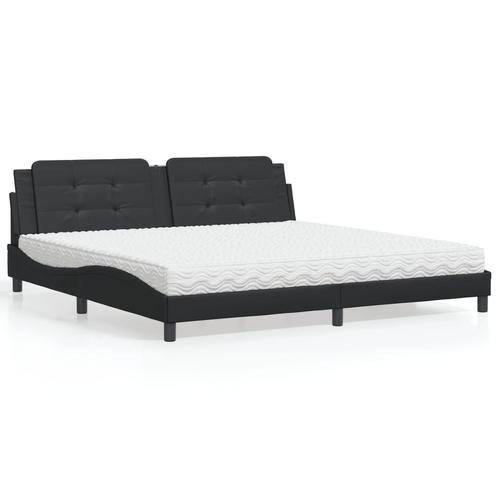 vidaXL Bed met matras Zadar kunstleer zwart 200x200 cm, Huis en Inrichting, Slaapkamer | Bedden, Nieuw, Verzenden