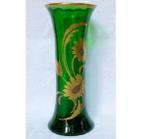 St. Louis - Groene kristallen vaas met floraal decor verguld